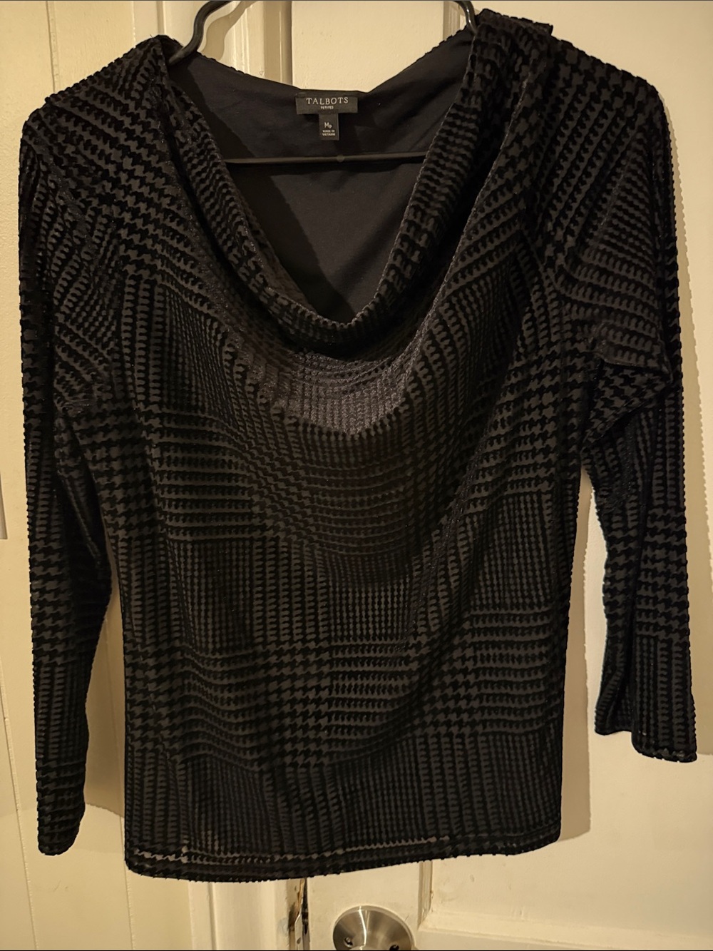Talbots Black Textured Cowl-Neck Sweater